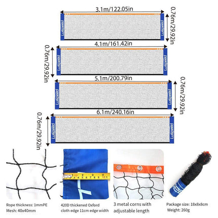 Portable Outdoor Badminton Net Set Easy Setup Adjustable Height Sports Equipment - 4.1M.