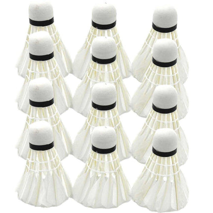 12 Pcs Badminton Shuttlecocks Durable Gooes Feather Badminton Ball For Training.