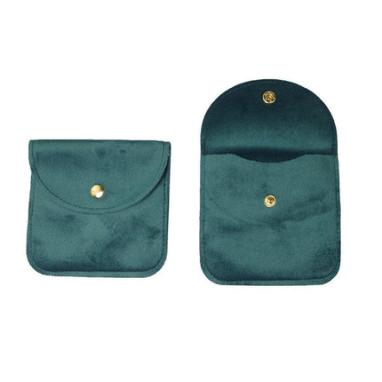 10pcs Velvet Jewelry Pouch Button Closure Thick Soft Ring Necklace Storage Bag - Rose Red.