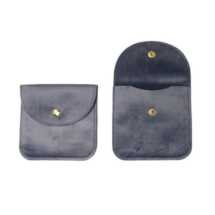 10pcs Velvet Jewelry Pouch Button Closure Thick Soft Ring Necklace Storage Bag - Rose Red.