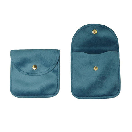 10pcs Velvet Jewelry Pouch Button Closure Thick Soft Ring Necklace Storage Bag - Rose Red.