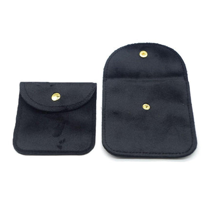 10pcs Velvet Jewelry Pouch Button Closure Thick Soft Ring Necklace Storage Bag - Rose Red.