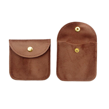 10pcs Velvet Jewelry Pouch Button Closure Thick Soft Ring Necklace Storage Bag - Rose Red.
