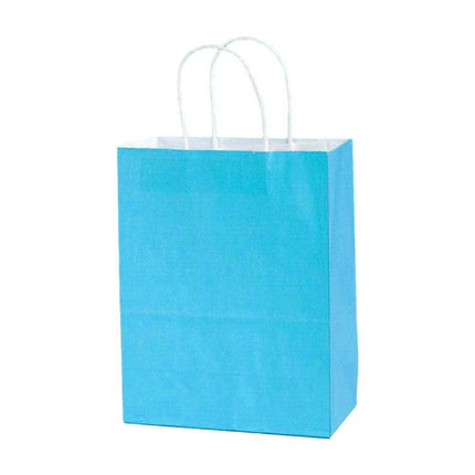 20pcs Small Kraft Paper Gift Bags with Handles for Shopping Party Favour - Blue.