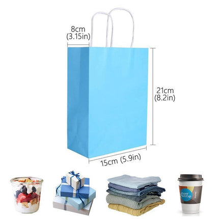 20pcs Small Kraft Paper Gift Bags with Handles for Shopping Party Favour - Light Green.