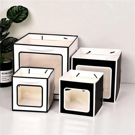 20PCS Open Window for Flower Doll Wedding Gift Transparent Square Packaging Bag - Black 30-30-30cm.