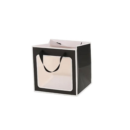 20PCS Open Window for Flower Doll Wedding Gift Transparent Square Packaging Bag - Black 30-30-30cm.