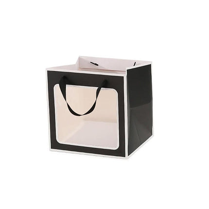 20PCS Open Window for Flower Doll Wedding Gift Transparent Square Packaging Bag - Black 30-30-30cm.