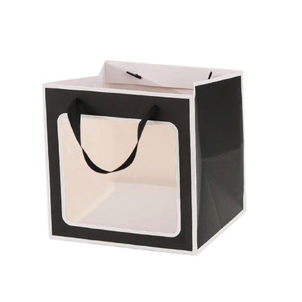 20PCS Open Window for Flower Doll Wedding Gift Transparent Square Packaging Bag - Black 30-30-30cm.