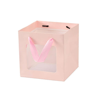 20PCS Open Window for Flower Doll Wedding Gift Transparent Square Packaging Bag - White 15-15-15cm.