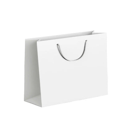 25X Kraft Paper Bags Gift Shopping Bag Carry White Pink Black Bag With Handles - Pink-14-21-7.5.