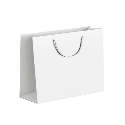 25X Kraft Paper Bags Gift Shopping Bag Carry White Pink Black Bag With Handles - Pink-14-21-7.5.