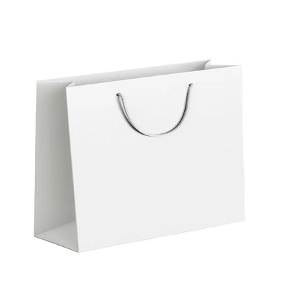 25X Kraft Paper Bags Gift Shopping Bag Carry White Pink Black Bag With Handles - Pink-14-21-7.5.