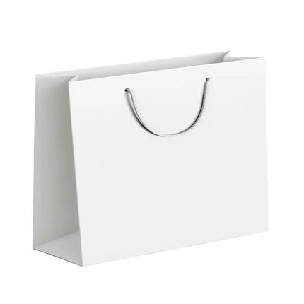 25X Kraft Paper Bags Gift Shopping Bag Carry White Pink Black Bag With Handles - Pink-14-21-7.5.