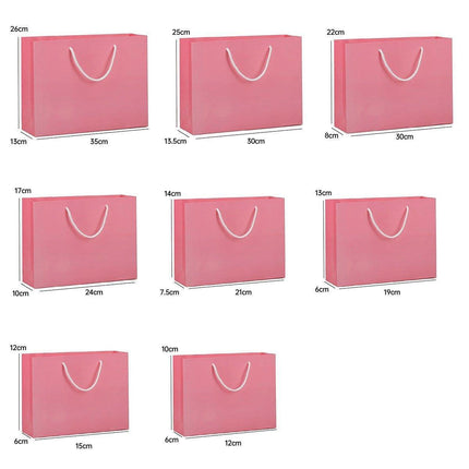 25X Kraft Paper Bags Gift Shopping Bag Carry White Pink Black Bag With Handles - Black-17-24-10.