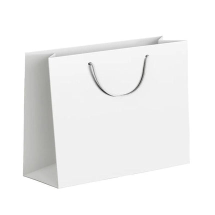 25X Kraft Paper Bags Gift Shopping Bag Carry White Pink Black Bag With Handles - Black-17-24-10.