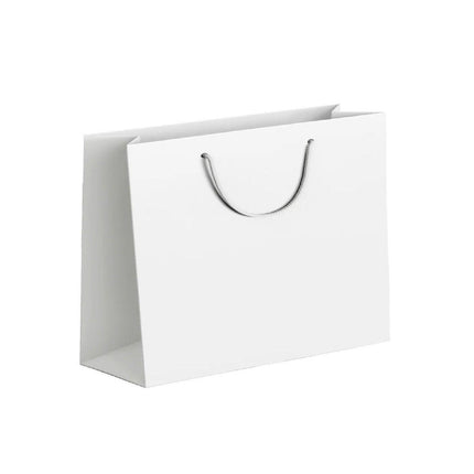 25X Kraft Paper Bags Gift Shopping Bag Carry White Pink Black Bag With Handles - Black-17-24-10.