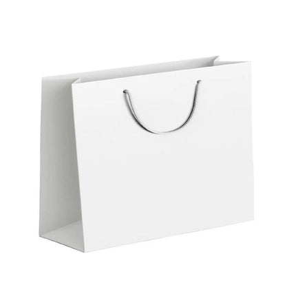 25X Kraft Paper Bags Gift Shopping Bag Carry White Pink Black Bag With Handles - Black-17-24-10.