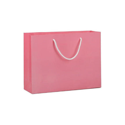 25X Kraft Paper Bags Gift Shopping Bag Carry White Pink Black Bag With Handles - Black-17-24-10.