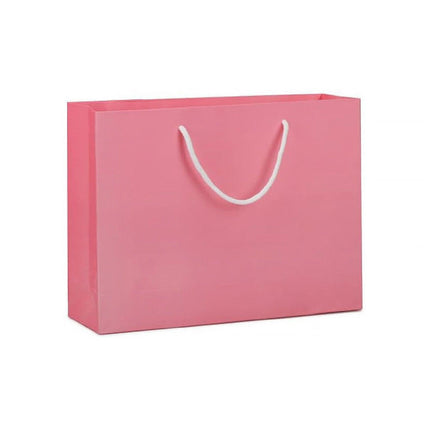 25X Kraft Paper Bags Gift Shopping Bag Carry White Pink Black Bag With Handles - Black-17-24-10.
