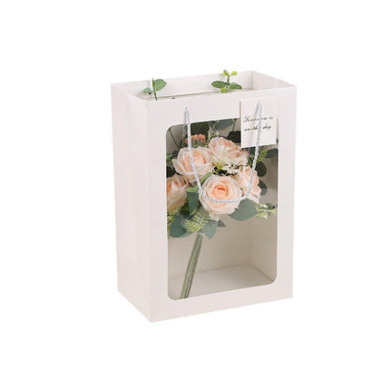 25x Thick Gift Bags with Transparent Window for Valentines Day Bouquets and Gift - Tote-Bag-25pcs-Red-18-13-25cm.