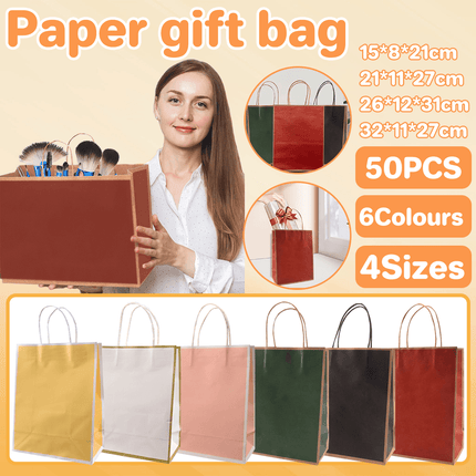 Gift Kraft Paper Bags for Packaging and Takeaway 50PCS - Black-27*32*11cm.