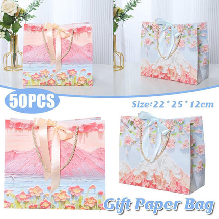 50PCS Cloud Mountain Petals Cream Wind Stereo Oil Painting Paper for Gift Wrapping - B.