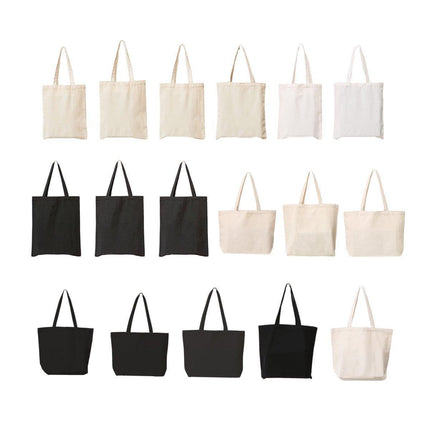 5PCS Canvas Tote Bag Cotton Blank DIY Shopping Shoulder Bags - Black 30*35cm.