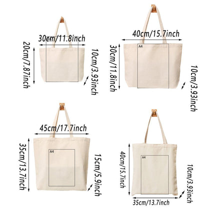 5PCS Canvas Tote Bag Cotton Blank DIY Shopping Shoulder Bags - Black 30*35cm.