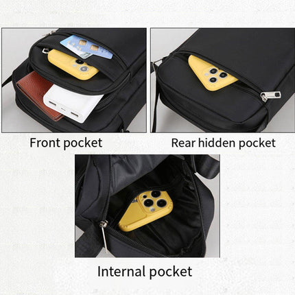 Mens Crossbody Shoulder Bag Travel Messenger Bag Casual Handbag for Boys and Men - Brown-6 zippers.
