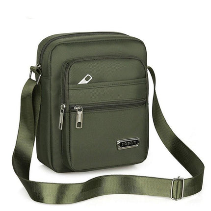 Mens Crossbody Shoulder Bag Travel Messenger Bag Casual Handbag for Boys and Men - Brown-6 zippers.