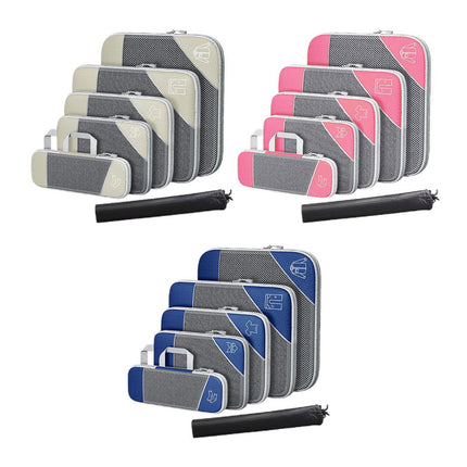 6PCS Compression Packing Cubes Expandable Luggage Storage Bag Travel Packing Bag - Pink.