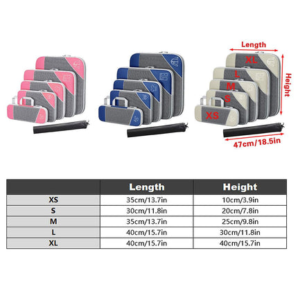 6PCS Compression Packing Cubes Expandable Luggage Storage Bag Travel Packing Bag - Pink.