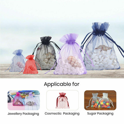 50 pcs Organza Bag Sheer Bags Jewellery Wedding Candy Packaging Sheer Bags 7*9 cm - Dark Purple/50PCS.