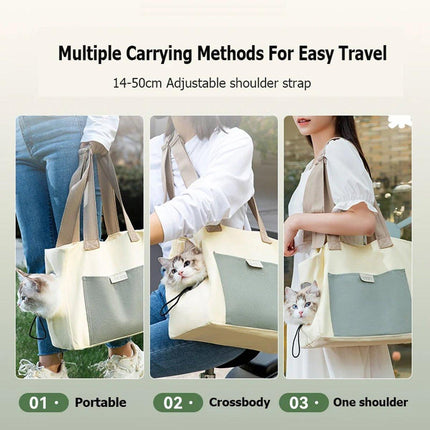 Portable Breathable Adjustable Crossbody Pet Carrier Bag Large Capacity for Pet - Beige.