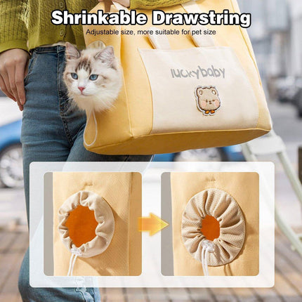 Portable Breathable Adjustable Crossbody Pet Carrier Bag Large Capacity for Pet - Beige.