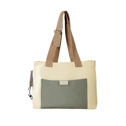 Portable Breathable Adjustable Crossbody Pet Carrier Bag Large Capacity for Pet - Beige.