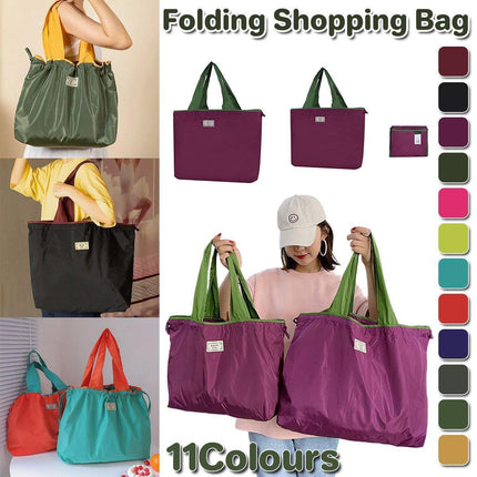 Ultra-Light Foldable Large Capacity Portable Shopping Bag with Drawstring Mouth - Fluorescent Green - S.