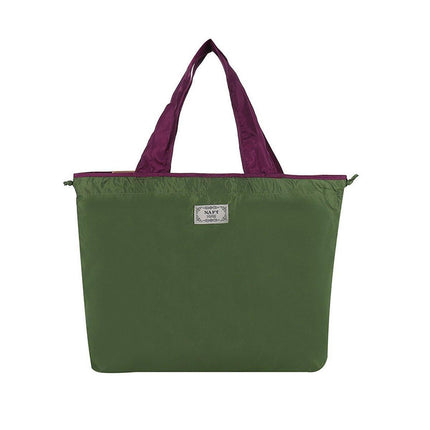 Ultra-Light Foldable Large Capacity Portable Shopping Bag with Drawstring Mouth - Fluorescent Green - S.