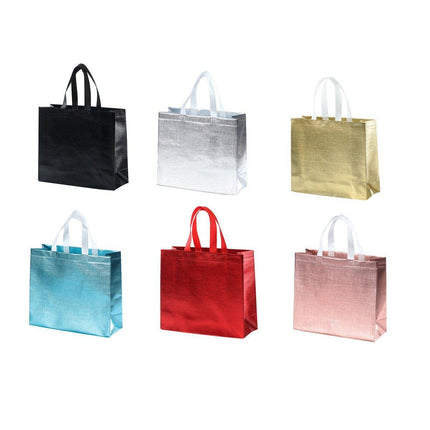 25PCS Embossed Non-Woven Tote Bag Fashion Shopping Gift Packaging Bag - Gold-40*30*12cm.