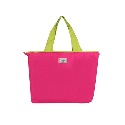 Ultra-Light Foldable Large Capacity Portable Shopping Bag with Drawstring Mouth - Lake Blue - L.