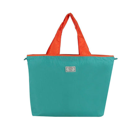 Ultra-Light Foldable Large Capacity Portable Shopping Bag with Drawstring Mouth - Lake Blue - S.