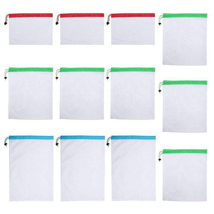 Up 15X Eco Friendly Reusable Mesh Produce Bags Superior Double Stitched Strength - 5PCS Large Blue.