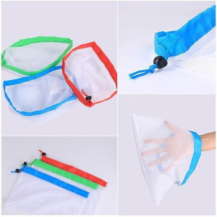Up 15X Eco Friendly Reusable Mesh Produce Bags Superior Double Stitched Strength - 5PCS Large Blue.