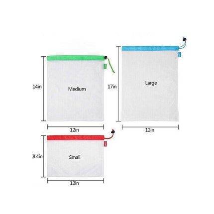 Up 15X Eco Friendly Reusable Mesh Produce Bags Superior Double Stitched Strength - 5PCS Large Blue.