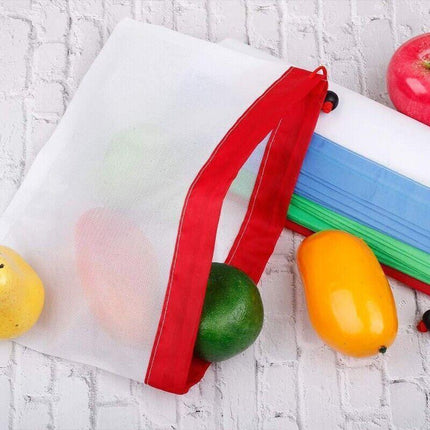 Up 15X Eco Friendly Reusable Mesh Produce Bags Superior Double Stitched Strength - 5PCS Large Blue.