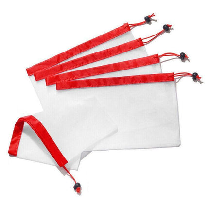 Up 15X Eco Friendly Reusable Mesh Produce Bags Superior Double Stitched Strength - 5PCS Large Blue.