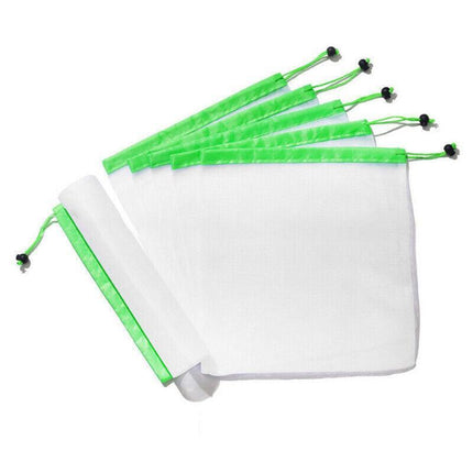Up 15X Eco Friendly Reusable Mesh Produce Bags Superior Double Stitched Strength - 5PCS Large Blue.