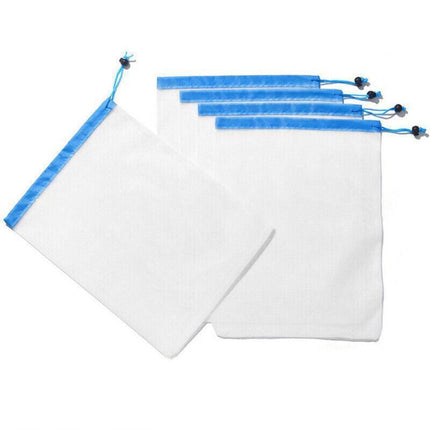 Up 15X Eco Friendly Reusable Mesh Produce Bags Superior Double Stitched Strength - 5PCS Large Blue.