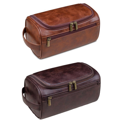 Large Capacity Waterproof Travel Toiletry Bag Cosmetic Organizer Multifunctional - Red Brown.